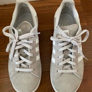 Adidas Women's Suede Campus Sneakers in Light Gray and White